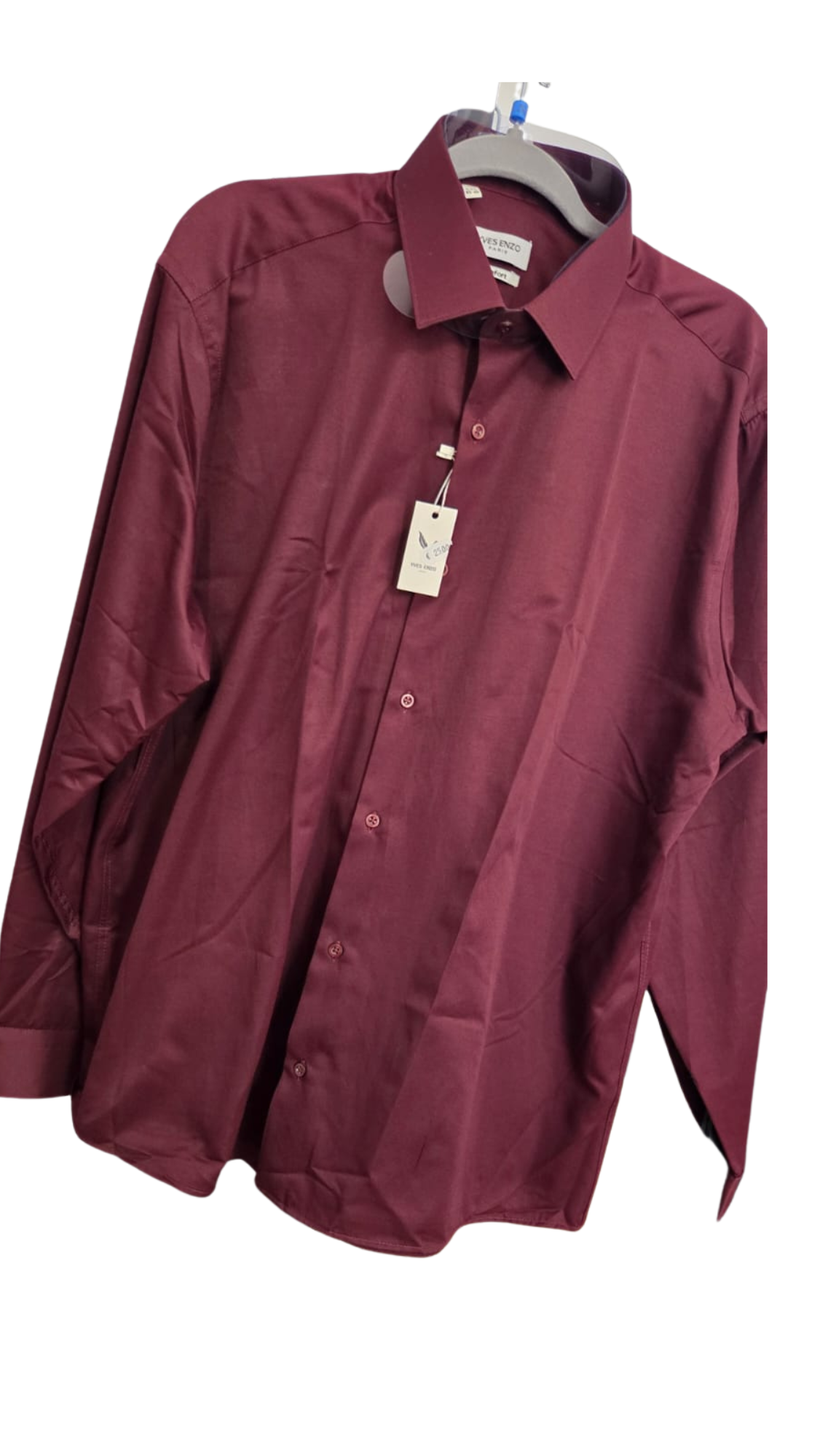 Camicia Elegante Bordeaux a Maniche Lunghe