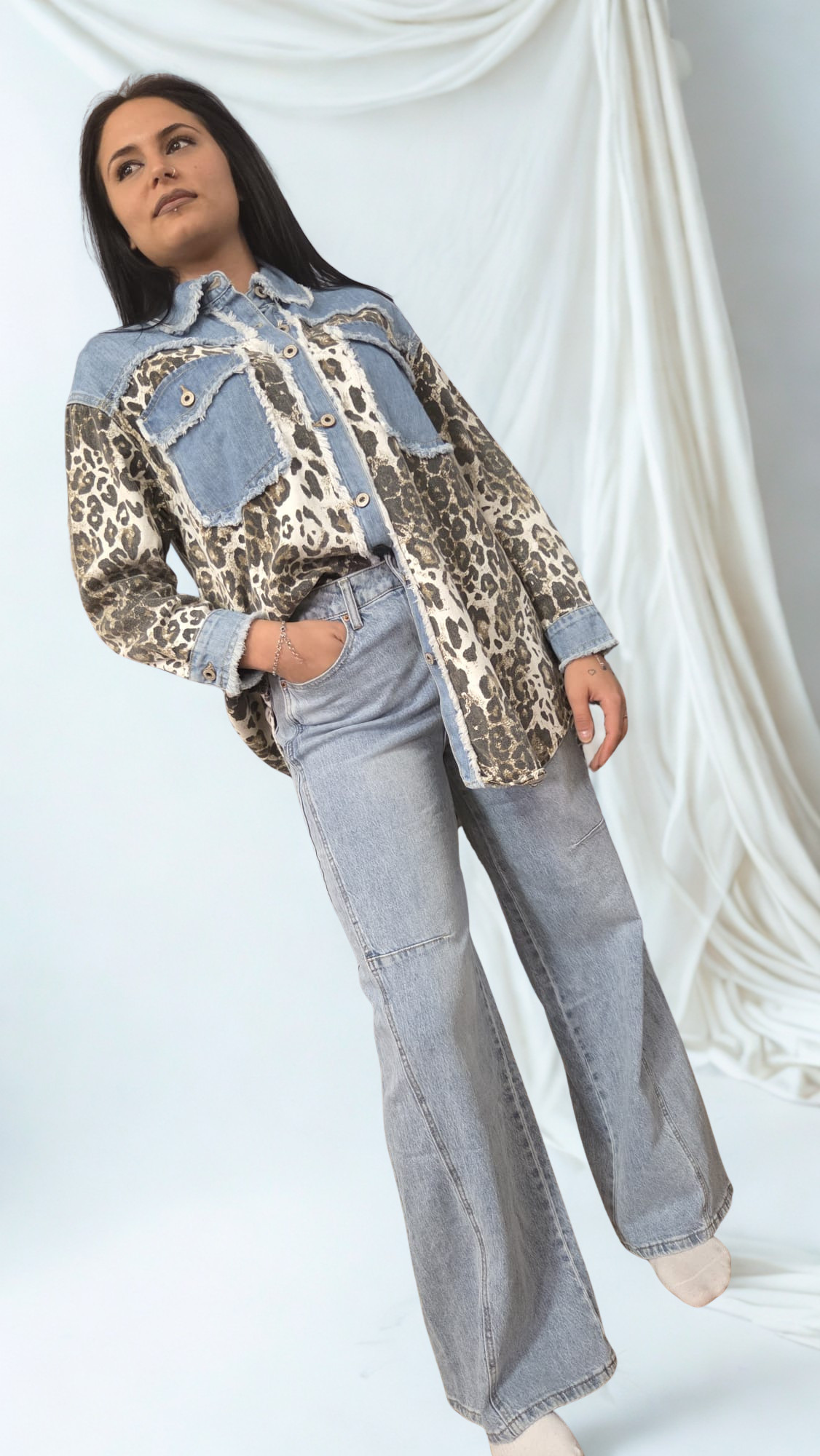 Camicia Patchwork Denim e Animalier